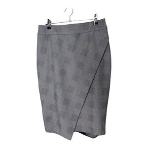 Express Gray Glen Plaid Asymmetric Wrap Pencil Skirt - Size 6